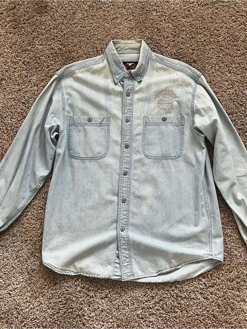 Harley-Davidson Light Blue Denim Button-Up Shirt